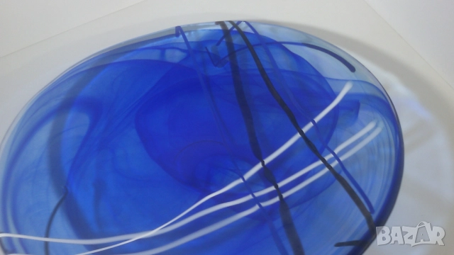 Kosta Boda Contrast Blue Dish 356 mm чиния на Коста Бода, снимка 6 - Декорация за дома - 51836761