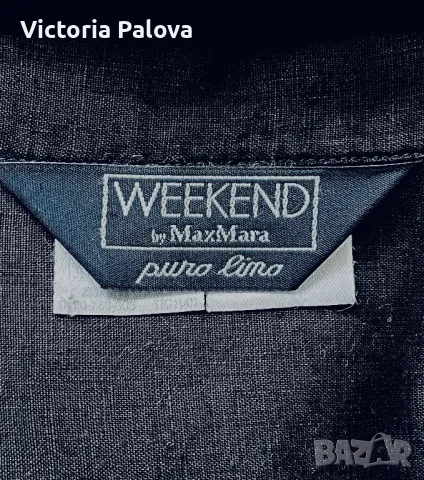 WEEKEND MAX MARA оригинал черна риза  лен 100%, снимка 8 - Ризи - 49811816