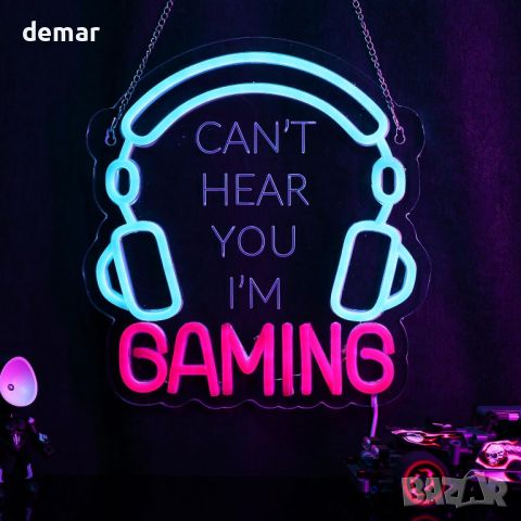 YuanDian LED Неонов знак - Can't Hear You I'm Gaming, снимка 8 - Лед осветление - 45657311