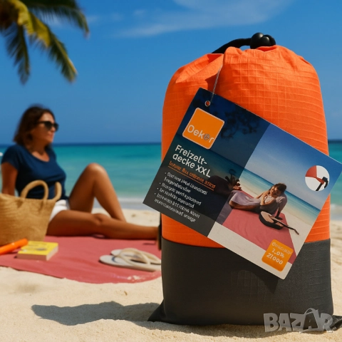 XXL одеяло за плаж и пикник с включени колчета за забиване - 240x220 см, снимка 6 - Други стоки за дома - 51948615