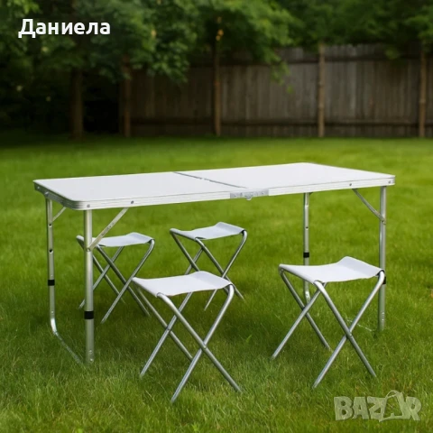 сгъваема маса с 4 стола 