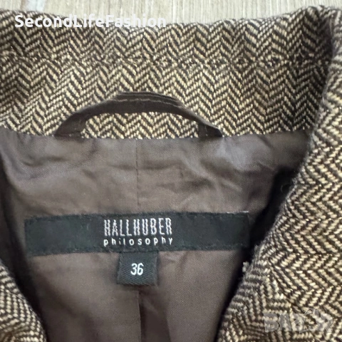 Дамско сако Hallhuber Philosophy, размер 36 S, вълна, полиестер, 2 копчета, снимка 2 - Сака - 53427729