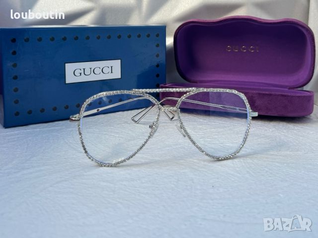 Gucci прозрачни слънчеви очила авиатор с камъни очила за компютър