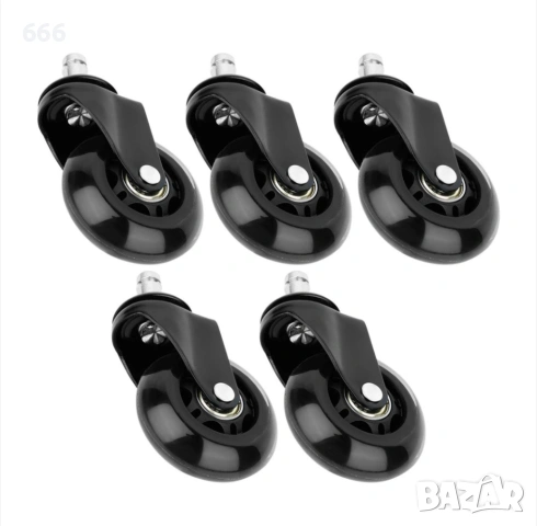 Комплект от 5 колелца за офис столове за твърд под 6.3 cm-10 mm, снимка 3 - Други стоки за дома - 53696158