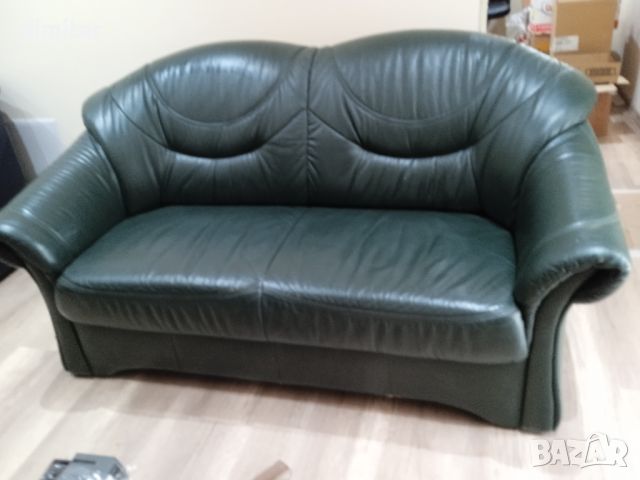 Холандски кожен диван- зелен  , снимка 2 - Дивани и мека мебел - 45715124