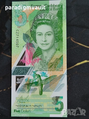 Банкнота - Източни Кариби - 5 долара UNC | 2021г., снимка 2 - Нумизматика и бонистика - 53746766