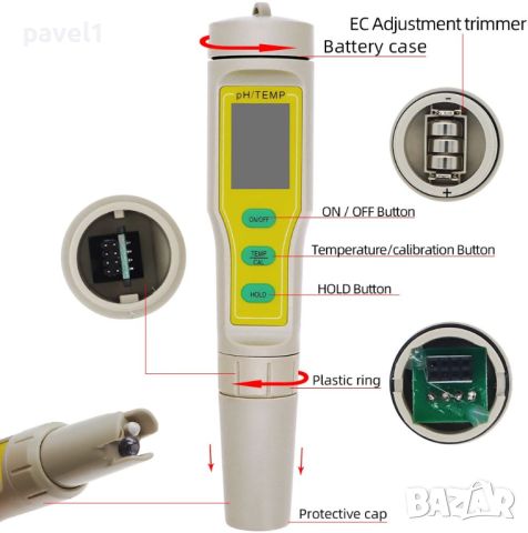 Нов, Неотварян Многофункционален тестер за качество на водата PH-03, снимка 3 - Друга електроника - 45820195
