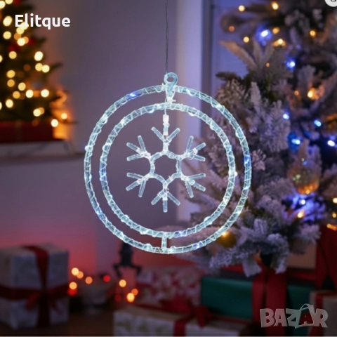 Въртяща се LED Коледна Декорация – Магически светлинен ринг за празничен уют, снимка 2 - Други - 52548960