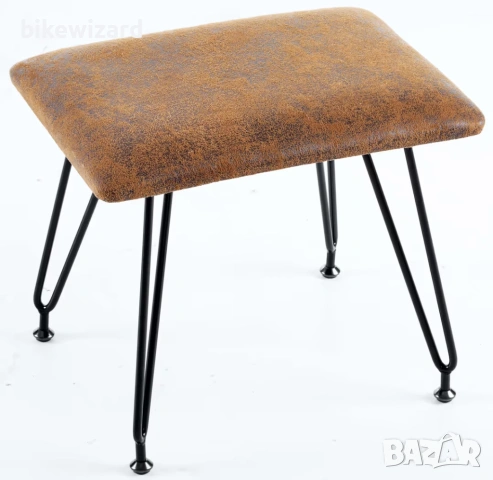 Табуретка с рустикални метални крака и подплатена седалка, 40x30x35 см - винтидж кафява НОВА, снимка 2 - Столове - 53639790