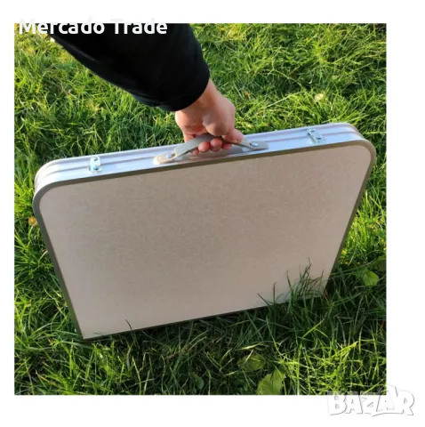 Маса за Къмпинг + 2 броя Столове, Сив-Бял, снимка 3 - Маси - 49660812