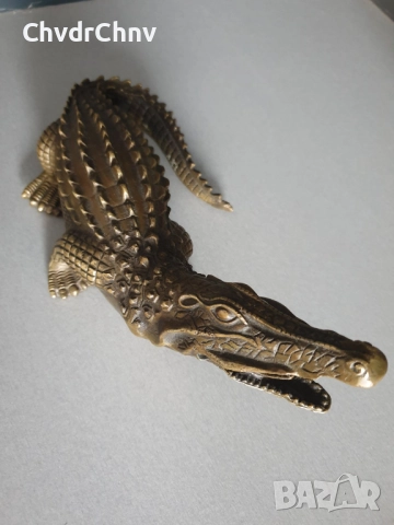 25см-3кг стара китайска статуетка/бронзова скулптура/малка фигура на крокодил-алигатор, снимка 4 - Статуетки - 52905730