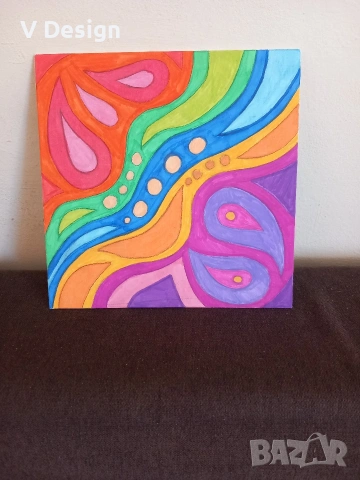 Абстрактна картина- пано 20х20см, снимка 2 - Картини - 53041865