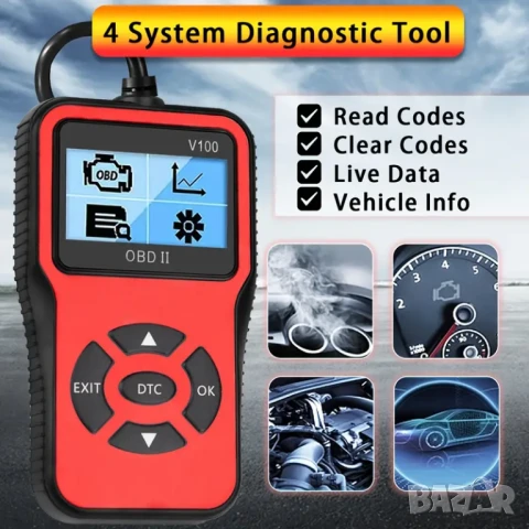 OBD2 автомобилен диагностичен кодочетец V100 , снимка 3 - Аксесоари и консумативи - 50675157