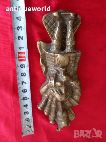 Шотландски Гайдар Старо Бронзово Чукало за Врата , снимка 5 - Антикварни и старинни предмети - 51843248