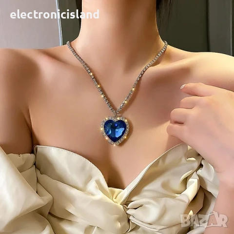 Изящно и модно колие Heart of Ocean, сърцето на океана, Aвстрийски кристал, снимка 2 - Колиета, медальони, синджири - 41004870