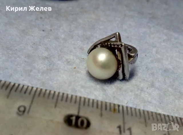 ШАРМАНТНА АНГЛИЙСКА ПЕРЛЕНА СРЕБЪРНА ОБЕЦА СРЕБРО 925 с БЯЛА ЕСТЕСТВЕНА ПЕРЛА / БИСЕР 48247, снимка 2 - Обеци - 49732850