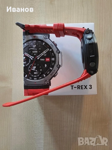 Чисто нов!! Смарт часовник Amazfit - T-Rex 3, 48 mm, 1.5'', Lava Red, снимка 5 - Смарт часовници - 52788404