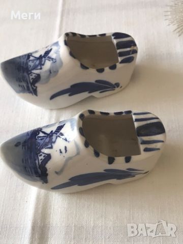 Порцеланова Фигурка Dutch Blue and White Delft – Shoe Clog with Windmills, снимка 2 - Колекции - 45638290