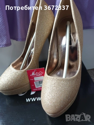 Ток на платформа цвят шампанско , снимка 3 - Дамски обувки на ток - 54236048