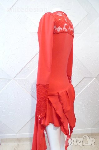 Червена детска рокля за спортни танци с дантела, снимка 7 - Детски рокли и поли - 51296309