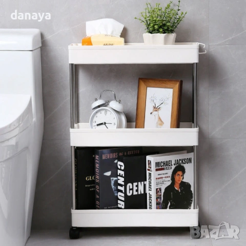 6353 Малка етажерка с колелца за спестяване на място, 3 нива, снимка 4 - Органайзери - 53131953