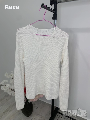 Бял пуловер универсален размер , снимка 7 - Блузи с дълъг ръкав и пуловери - 51663608