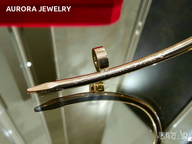 CARTIER Nail Juste un Clou Small Thin Rose Gold Diamonds Гривна Пирон, снимка 8 - Гривни - 53238730