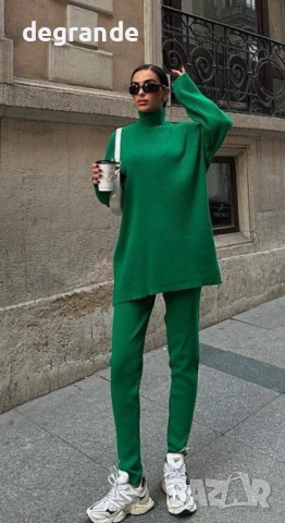 Дамски комплект в ЦИКЛАМА и ЗЕЛЕНО, снимка 2 - Комплекти - 51195314