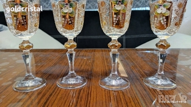кристални чаши Бохемия , снимка 3 - Антикварни и старинни предмети - 51887635