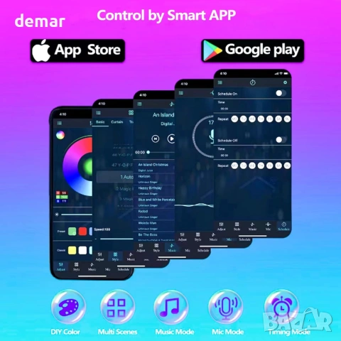 5 м външна RGB+IC LED лента, приложение/дистанционно, IP68, снимка 6 - Лед осветление - 53983003