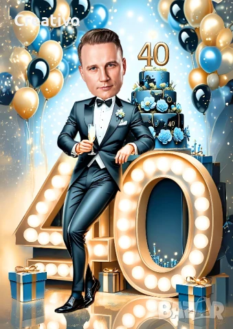 Персонализирана карикатура за юбилей, снимка 4 - Подаръци за юбилей - 50661096