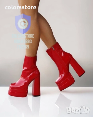 Боти на ток - червен лак - VS21
