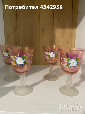 Vintage. Бохемско стъкло. Ръчно рисуване., снимка 2 - Антикварни и старинни предмети - 50417892