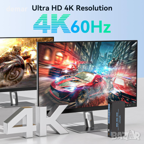 AILVLVNG HDMI Displayport KVM суич 2 монитора 2 компютъра 4K/60Hz, снимка 5 - Кабели и адаптери - 45070913