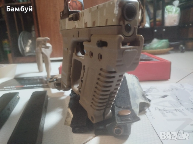 Airsoft Glock 18 (Raven) CARBINE SET + 3 пълнителя – Full Auto