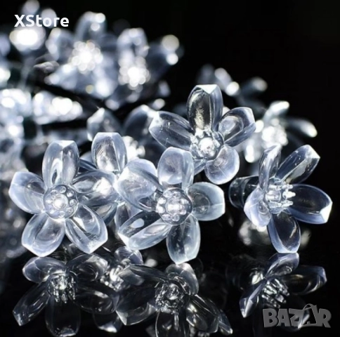 Многоцветни коледни LED лампички с цветя с щепсел - Многоцветни, дължина - 5м, 28бр лампички., снимка 3 - Декорация за дома - 52441875