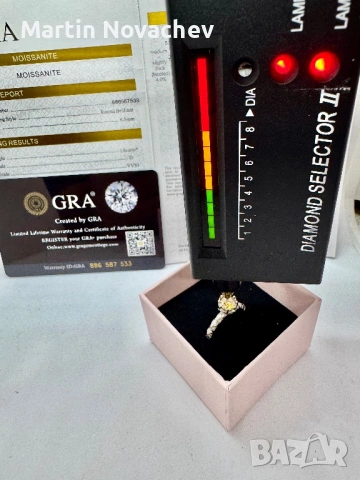 Сребърен пръстен с мойсанит (Диамант) 1 карат, снимка 11 - Пръстени - 54118112