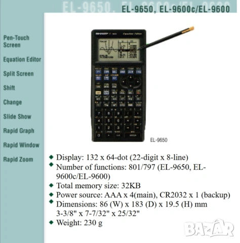 Sharp EL-9600 Графичен калкулатор Редактор на уравнения Калкулатор, снимка 3 - Друга електроника - 53141248
