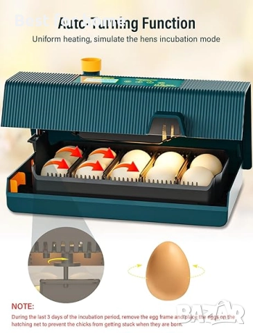 Напълно автоматичен инкубатор за кокошки, 10 яйца от Aissom, снимка 4 - За селскостопански - 51485707