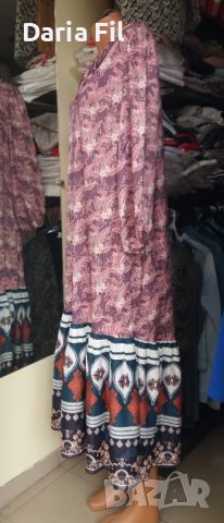 Дълга рокля на цветя с пъстър пейсли принт волан ХЛ/2ХЛ размер , снимка 6 - Рокли - 45382223
