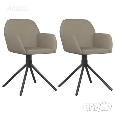 vidaXL Въртящи се трапезни столове, 2 бр, светлосиви, кадифе(SKU:344740