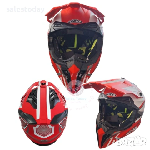 Кросова Каска за Мотокрос и Ендуро, Cross Helmet, Red/ White