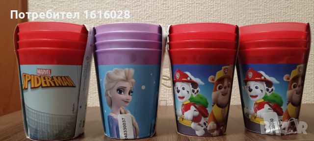 Комплекти от 4 бр.чаши с Елза и Анна,Пес Патрул и Спайдърмен., снимка 1 - Други - 46337190