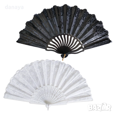 5995 Стилно дамско ветрило за разхлаждане Черно и бяло