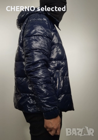 Яке Marina Militare Hooded Shiny Down Jacket – Размер L – Синьо – Отлично състояние, снимка 3 - Якета - 52799163