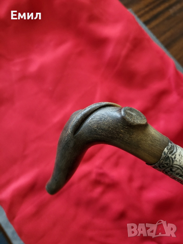Антикварен бастун сребро рог от носорог, снимка 2 - Колекции - 44968740