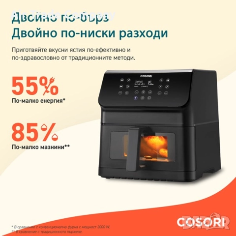 Фритюрник с горещ въздух Cosori Premium Plus Air Fryer CAF-P653-KEUR, 6.2L, Черен, снимка 7 - Фритюрници - 51680898