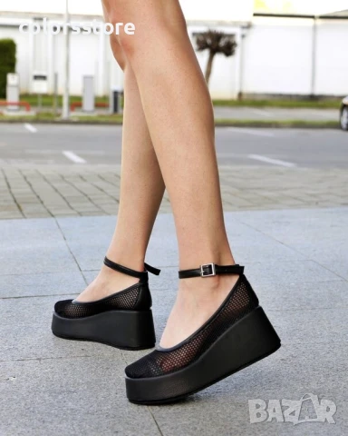 Обувки на платформа - черна мрежа - FG10-1 , снимка 2 - Дамски ежедневни обувки - 51135312
