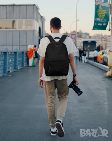 20L Класическа черна раница с отделение за лаптоп до 15.6 инча, WATERFLY, снимка 6 - Раници - 52384467