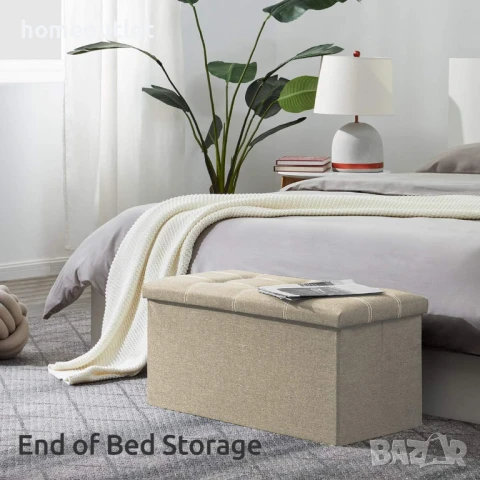 БЕЗПЛАТНА ДОСТАВКА Сгъваема текстилна пейка с място за съхранение YOUDENOVA OT01406-BGE-DE, снимка 5 - Други - 50651482